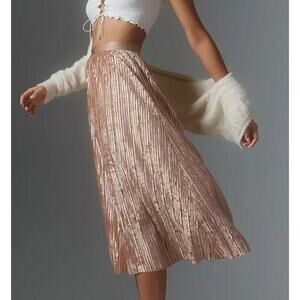 Beyond Yoga Skirt S Pleated Velvet Pink Midi Uptown Fairy Ballet Core